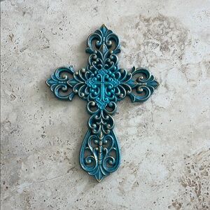 Ornate Teal Wall Cross